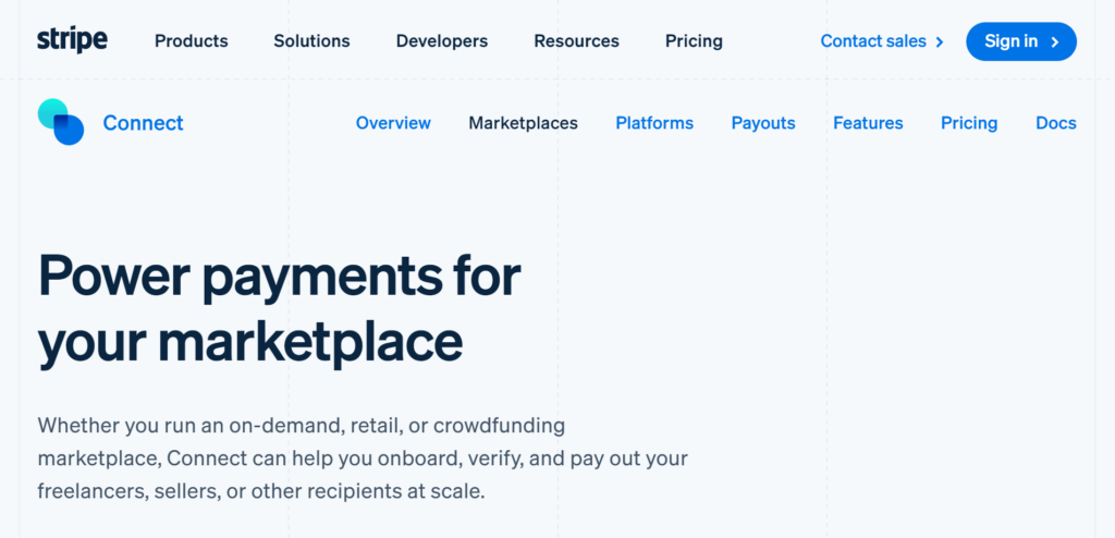 Stripe Connect for marketplace payments