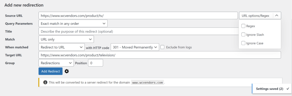 Add New Redirection is one of the most useful WordPress plugins today