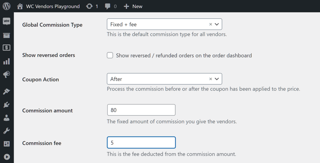Configuring WooCommerce commissions may involve using the Fixed + Fee Commission Type for your marketplace