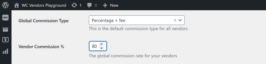 Configuring WooCommerce commissions may involve using the Percentage Commission Type for your marketplace
