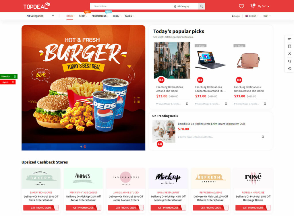 TopDeal is a great multi-vendor ecommerce website template