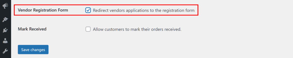 Enabling the Vendor Registration Form