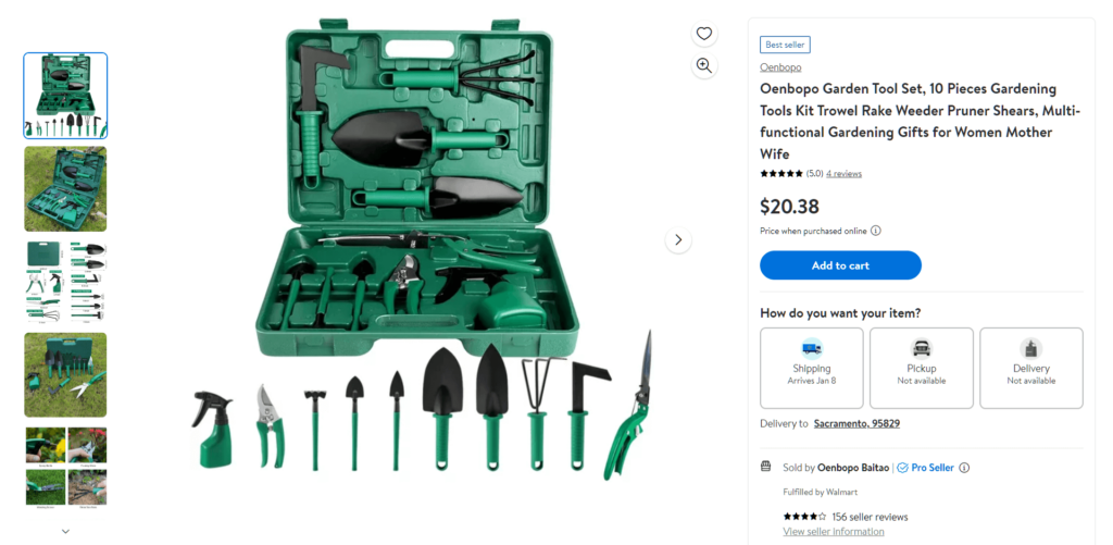 A product image gallery on Walmart