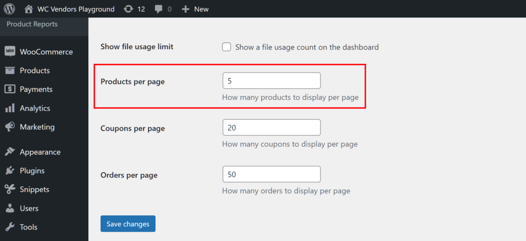 Modifying the product count per page