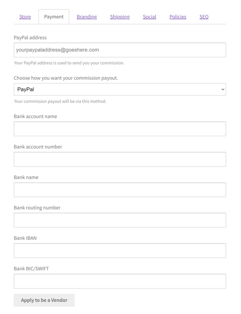 Sample registration form that an applicant must fill up