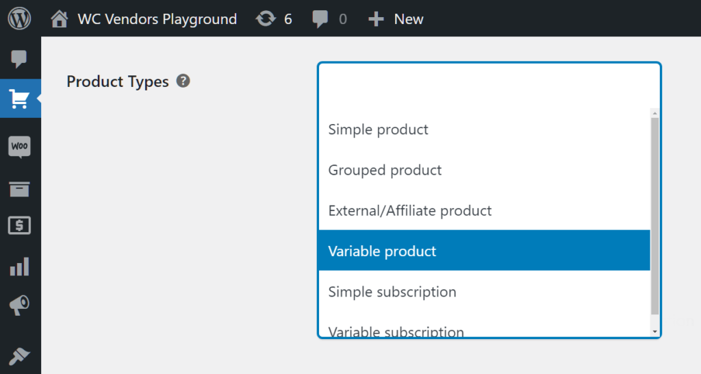 WooCommerce product options - Product Types