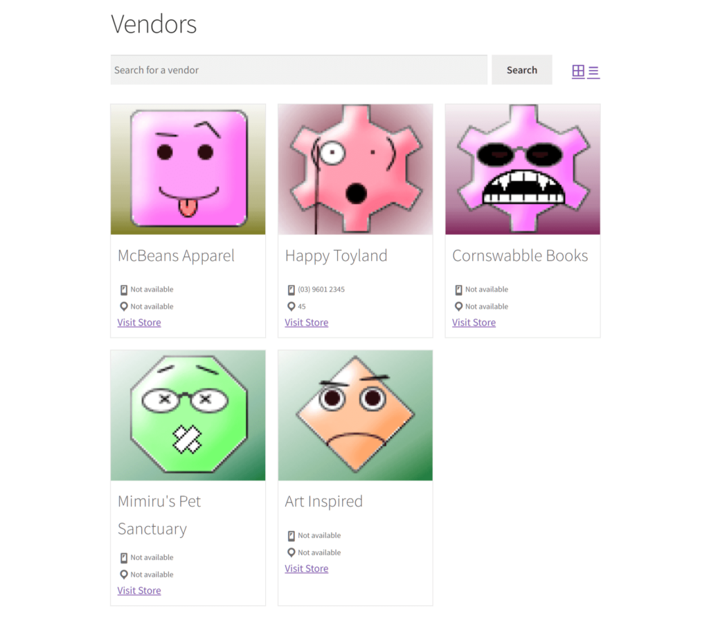 Wavatars as vendor icons