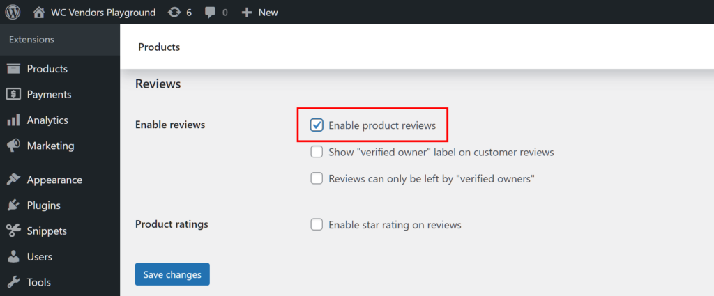 Activating the Enable Reviews option