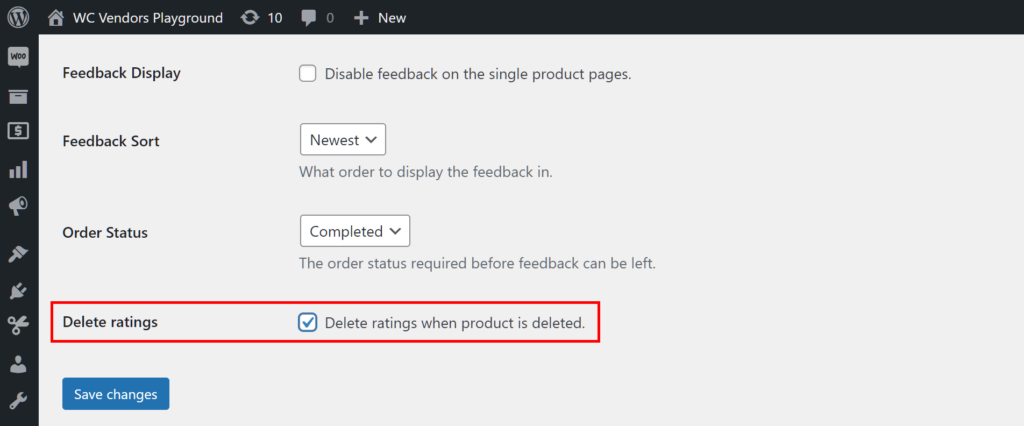 Deleting a product rating and review